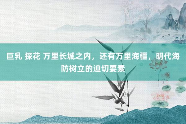 巨乳 探花 万里长城之内,还有万里海疆,明代海防树立的迫切要素