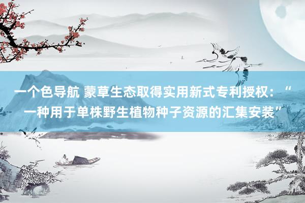 一个色导航 蒙草生态取得实用新式专利授权：“一种用于单株野生植物种子资源的汇集安装”