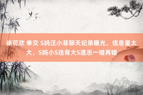 徐可欣 拳交 S妈汪小菲聊天纪录曝光，信息量太大，S妈小S违背大S遗志一错再错