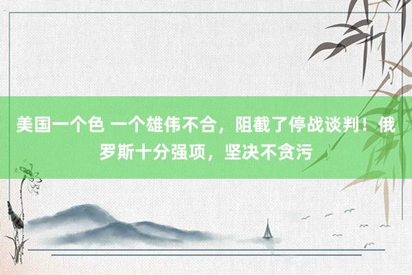 美国一个色 一个雄伟不合，阻截了停战谈判！俄罗斯十分强项，坚决不贪污
