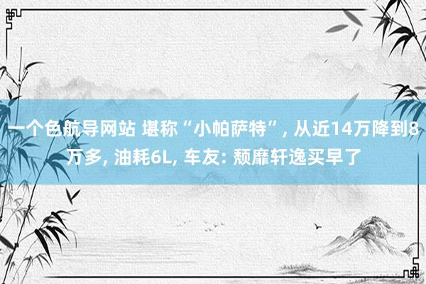 一个色航导网站 堪称“小帕萨特”， 从近14万降到8万多， 油耗6L， 车友: 颓靡轩逸买早了