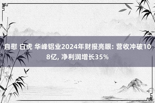 自慰 白虎 华峰铝业2024年财报亮眼: 营收冲破108亿， 净利润增长35%